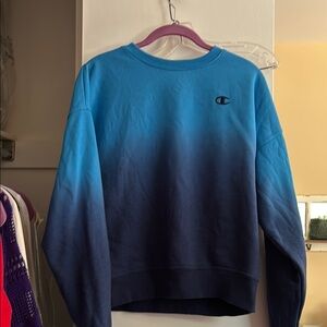 Champion Blue Crewneck Sweater Ombre Design